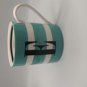 Lenox Kate Spade Teal and White Striped Mug with Monogram "E"